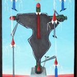 Crocifissione di un continente (Crucifixion of a continent), 2015 dipinto olio su tela (painting oil on canvas) cm 35x50, Pasquale Mastrogiacomo, Acerno (SA).