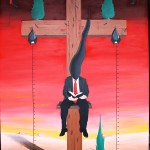 Sacrificio della Croce sull'altare della finanza, 2013 olio su tela 60x80 cm, Pasquale Mastrogiacomo Acerno(SA)