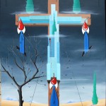 Crocifissione di grattanuvole(Crucifixion of Scraper), 2012 olio su tela cm 60x80, Pasquale Mastrogiacomo Acerno(SA)
