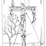 Disegno a penna 2012, Crocifissione di grattanuvole, Pasquale Mastrogiacomo, Acerno(SA)