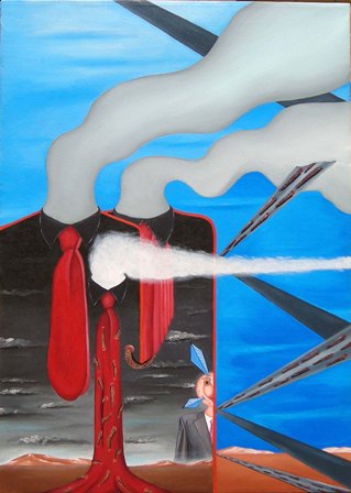 Tutto fumante, 2008 olio su tela cm 50x70, Pasquale Mastrogiacomo.