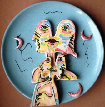 Collage di figure, 1992 ceramica artistica,Pio Mastrogiacomo Acerno (SA).