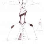 Mezzobusto di una ciminiera: schizzo (Bust of a chimney: sketch), 2007 disegno a penna su carta (pen drawing on paper), cm 21x29,5, Pasquale Mastrogiacomo, Acerno (SA).