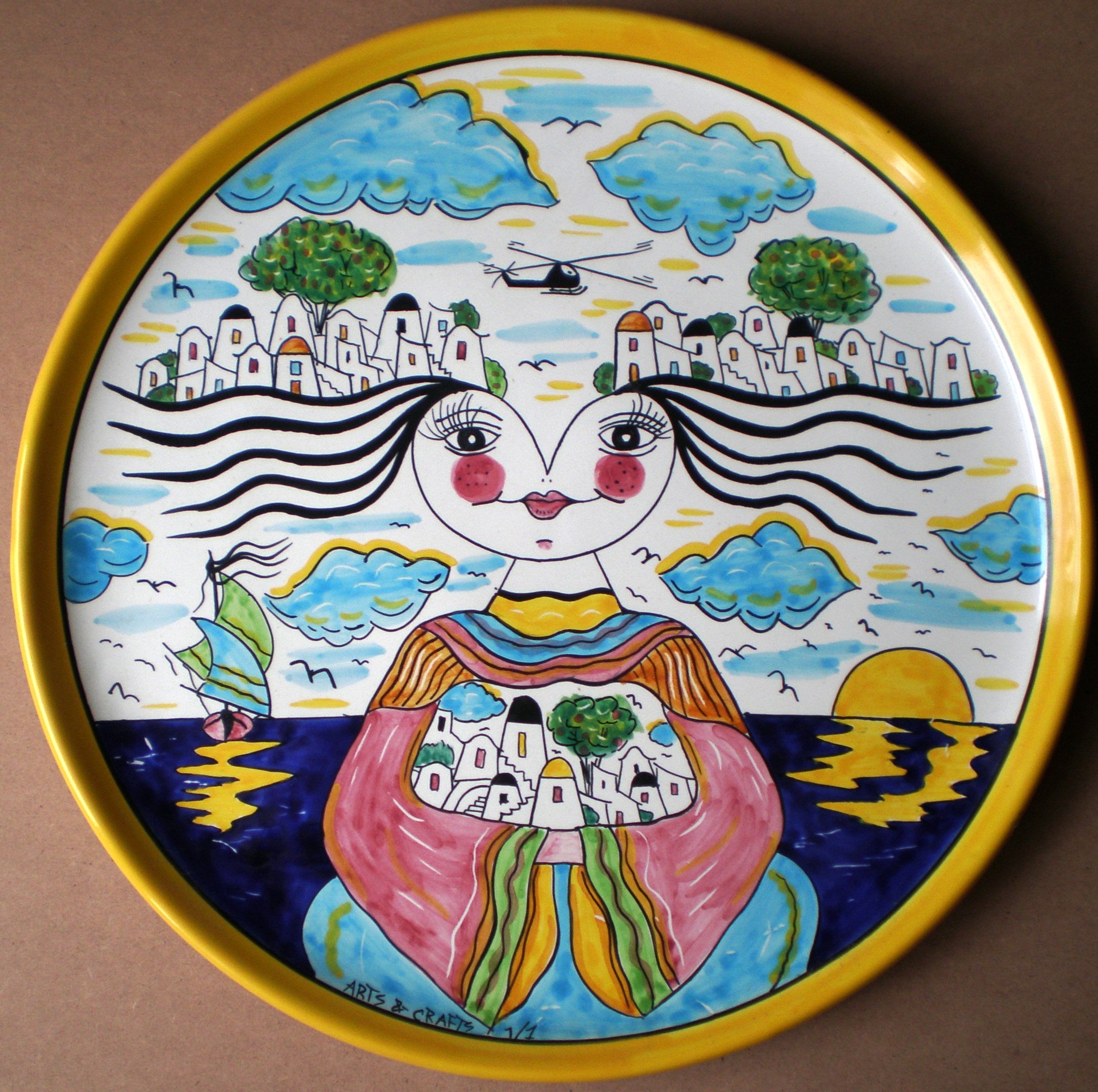 "Decoro Pio" (Decor Pio), 2005 diametro 35 cm , ceramica artistica (ceramic art), Pasquale Mastrogiacomo, Acerno (SA).