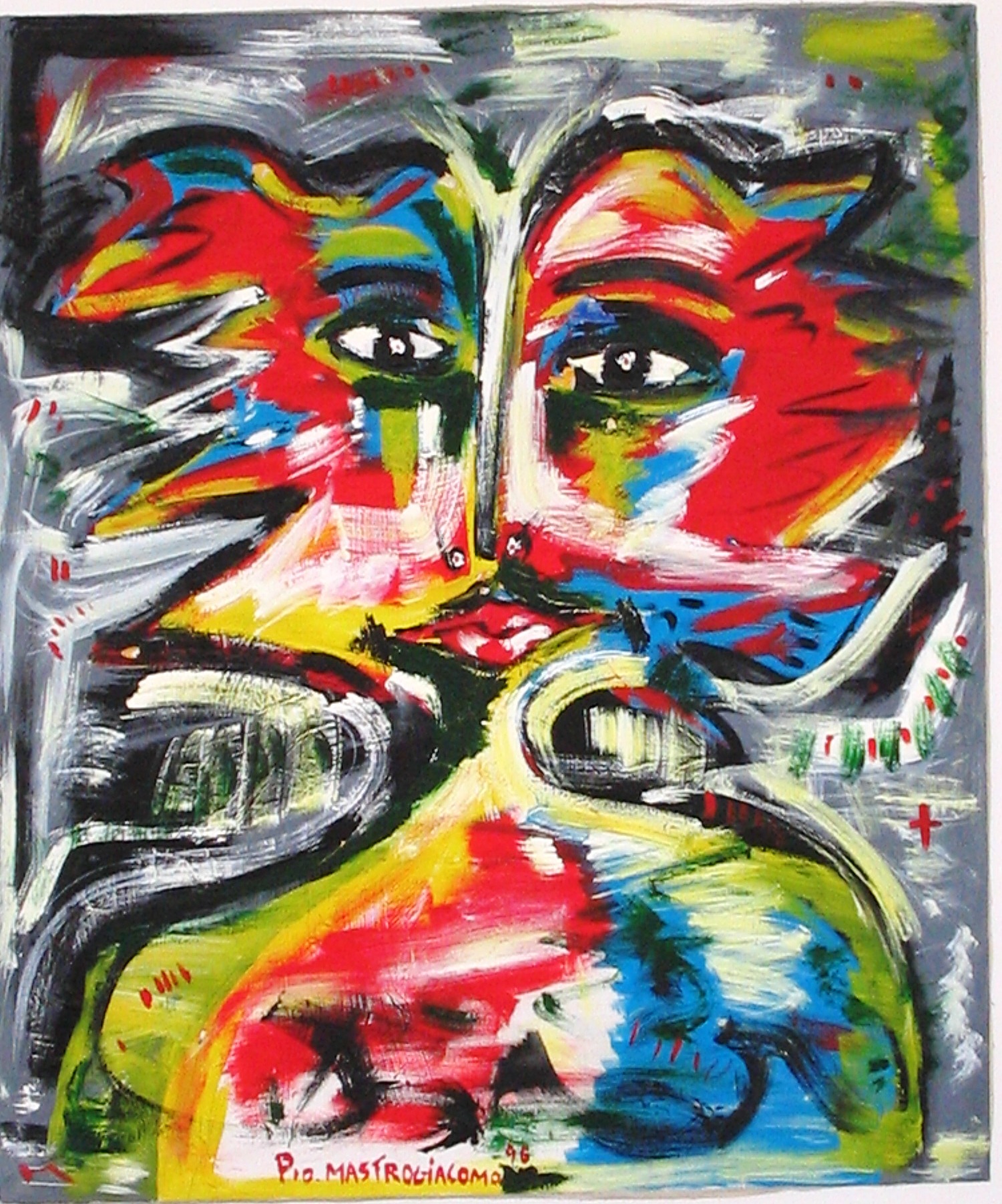 Volto di donna (Woman face), 1996 dipinto acrilico su tela (painting acrylic on canvas) cm 100x100, Pio Mastrogiacomo, Acerno (SA).