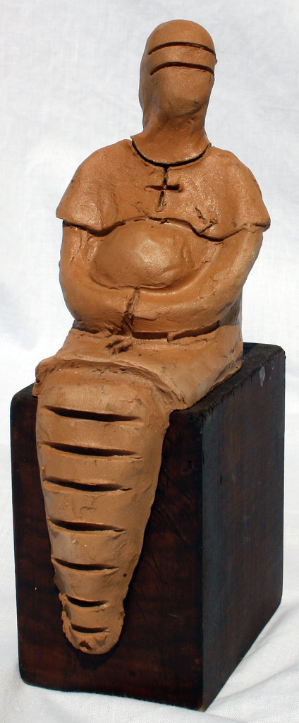 Custos virginitatis, 1997 bozzetto in terracotta (earthenware sketch), h cm 17, Pasquale Mastrogiacomo, Acerno (SA).