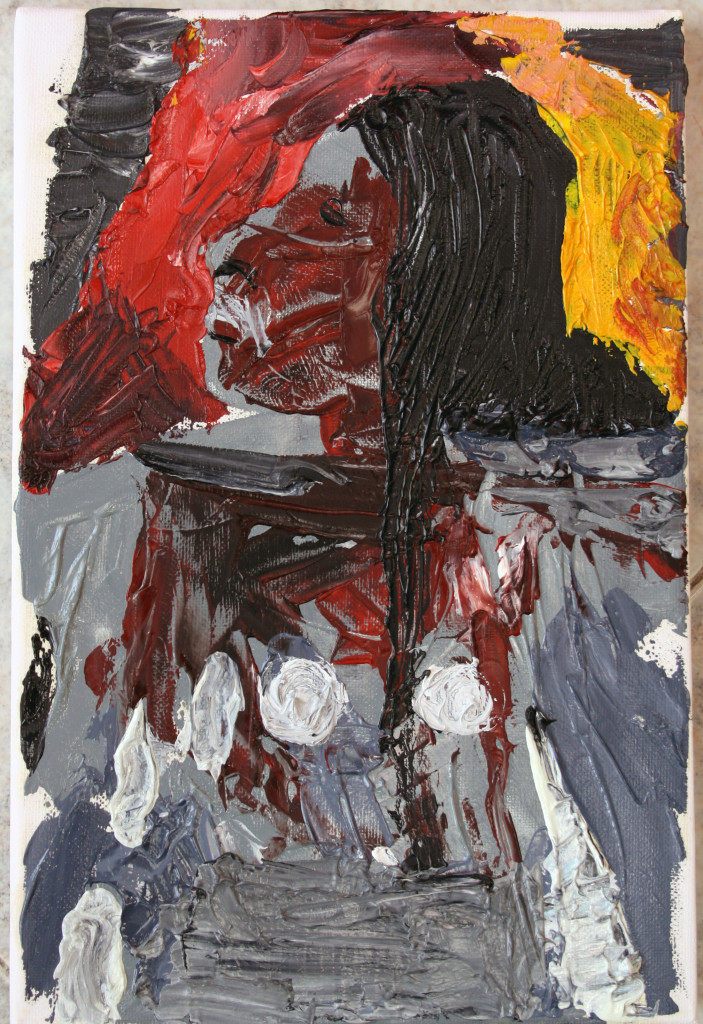 Ritratto di un cacciatore arcaico (Portrait of a hunter archaic), 2015 dipinto olio su tela (painting oil on canvas), cm 20x30, Pasquale Mastrogiacomo, Acerno (SA).