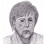 Scarabocchio a penna (Scribble in pen), Angela Merkel, 2017 disegno a penna su carta, cm 24x32,Pasquale Mastrogiacomo, Acerno (SA).