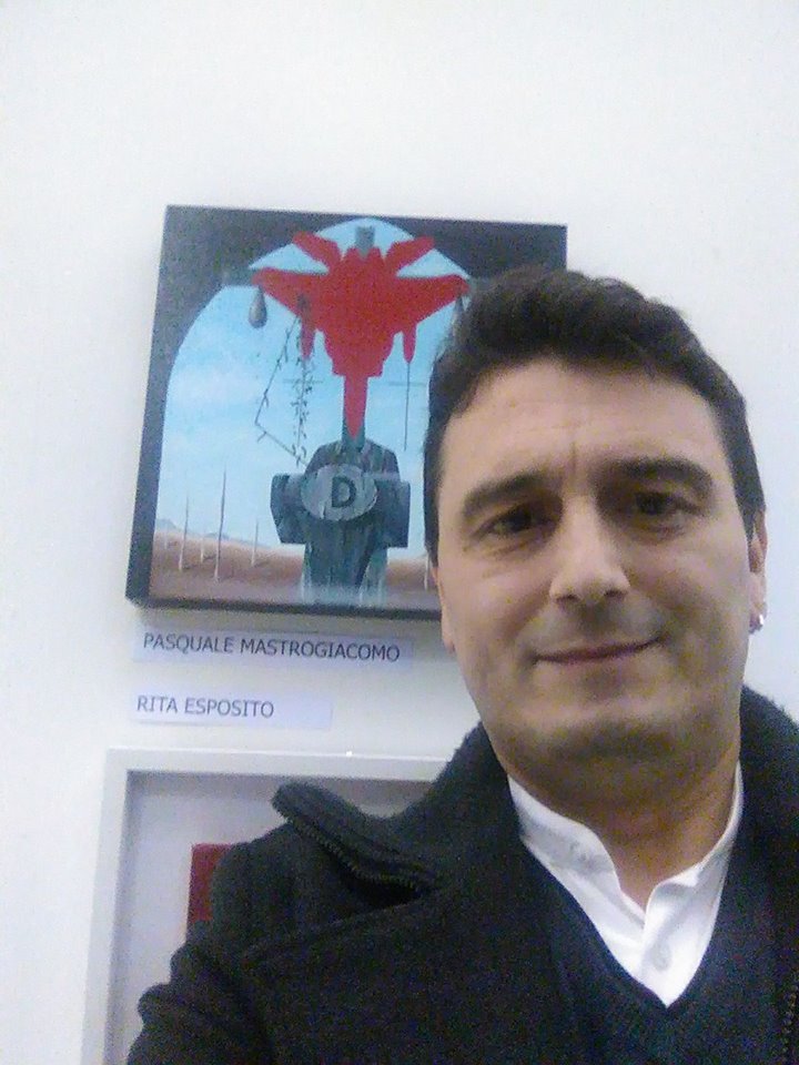 Con la mia opera ,Default, all'inaugurazione della Collettiva d'arte contemporanea "AFTER" 09/03/2018 ,Palazzo Arcivescovile, Salone degli Stemmi, Salerno. Pasquale Mastrogiacomo, Acerno (SA).