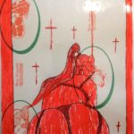Taccuino di CAR..ta sottovuoto (composizione 3/8), 2019, penna nera e rosso fluorescente su carta politenata plastificata, Pasquale Mastrogiacomo