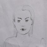 Schizzo di una giovane donna, 2019 disegno a penna su foglio A4,Pasquale Matsrogiacomo.
