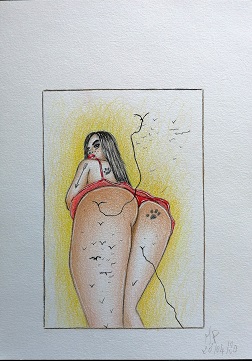 Disegno erotico, 2020 matite colorate su foglio FABRIANO cm 21×29,5 , Pasquale Mastrogiacomo.