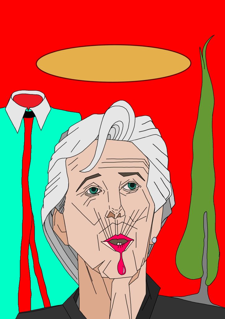 Ritratto di Christine Lagarde,2022 disegno digitale, Pasquale Mastrogiacomo.