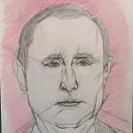 Ritratto a matita di Vladimir Vladimirovič Putin, 2022 disegno digitale,Pasquale Mastrogiacomo.