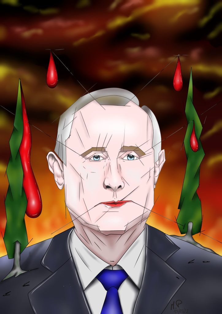 Ritratto di Vladimir Vladimirovič Putin, 2022 disegno digitale,Pasquale Mastrogiacomo.
