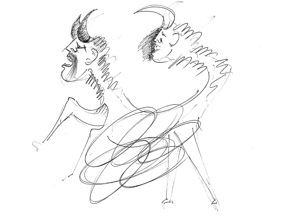 Animale bicefalo,1997 disegno a penna su foglio A4, Pio Mastrogiacomo