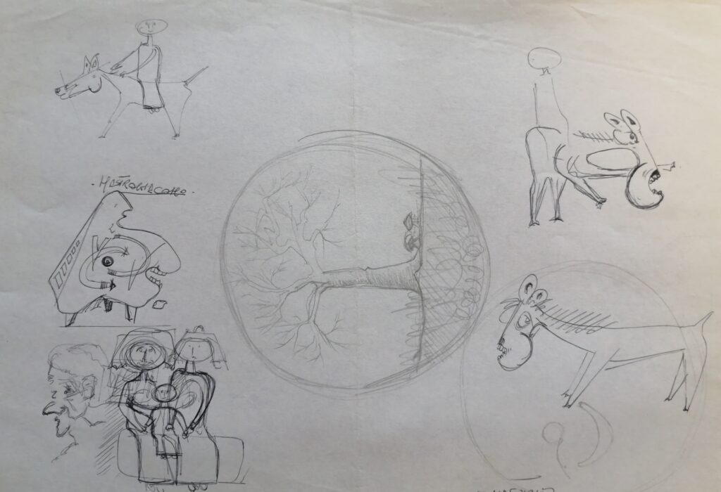 Schizzi, 1996 disegni a penna e matite su foglio A4, Pio Mastrogiacomo