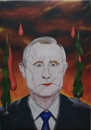 Ritratto di Vladimir Vladimirovič Putin, 2022 stampa digitale su tela cm 35x50, Pasquale Mastrogiacomo.