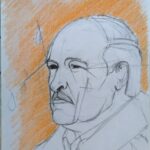 Ritratto di Aljaksandr Ryhoravič Lukašėnka,2022 ritratto in grafite e pastelli, Pasquale Mastrogiacomo