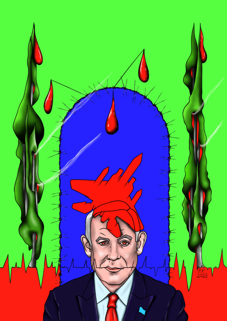 Ritratto di Benjamin Netanyahu 4, 2023 disegno digitale, Pasquale Mastrogiacomo